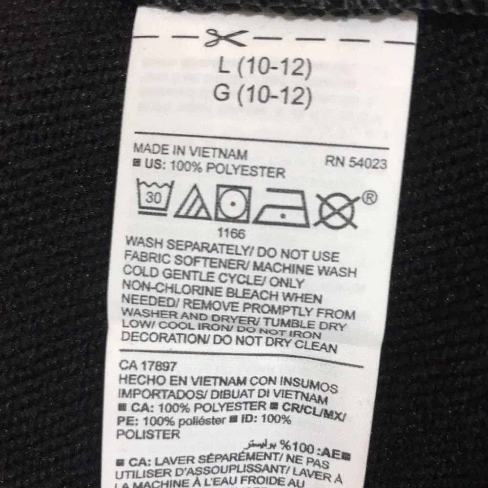 Old Navy Active Boy’s Black Long Sleeve Sweatshirt L (10-12)